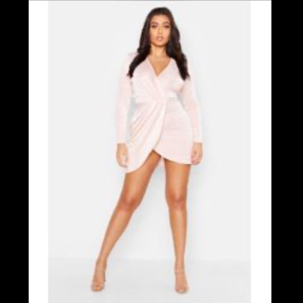 Boohoo plus- slinky knot front wrap dress US 14